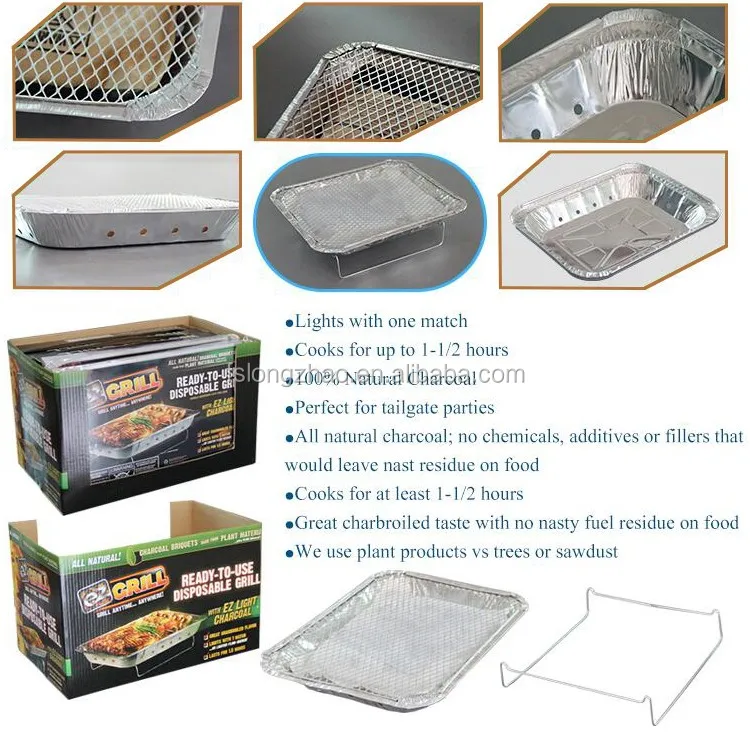 500g/1000g Aluminum Tray Disposable Instant Charcoal Grill BBQ for Sale