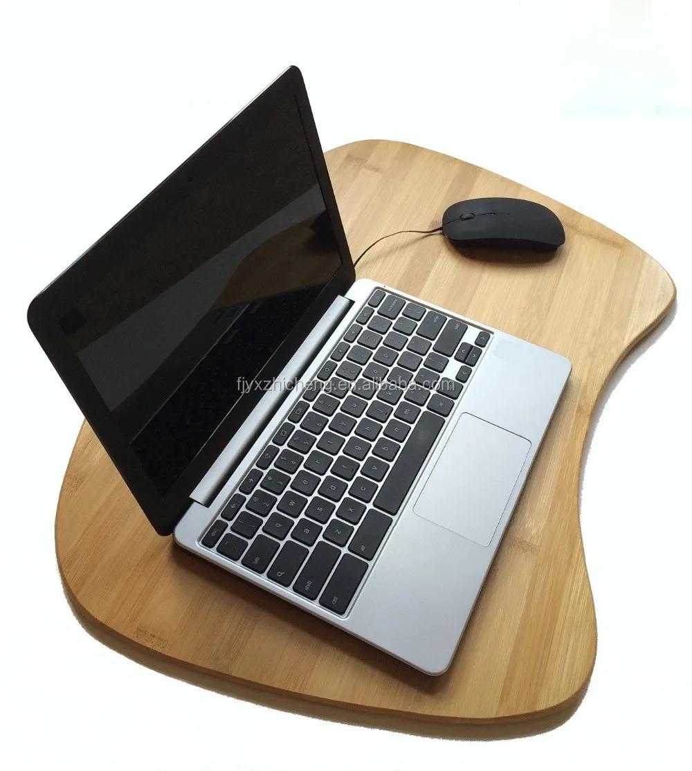 100 Natural Bamboo Portable Laptop Table Tray With Pillow Lap