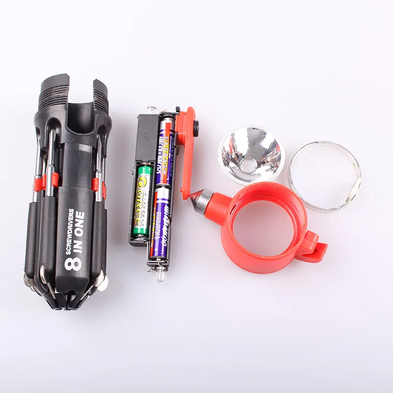 8 In 1 Car Safety Hammer Escape Hammer Emergency Survival Tool With Led