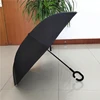 Auto Open Inside Full Printed Inverted Umbrella With C-shaped Handle