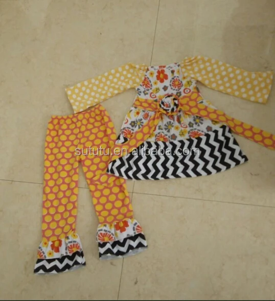 Wholesale Children Boutique Outfits Fall Sweet Honey Chevron Ruffle