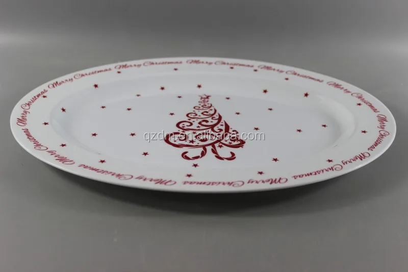 14" melamine oval dinner plate X'mas dinner plate