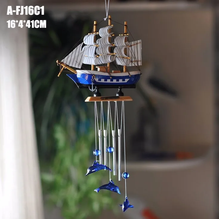 Wholesale Products Wooden Small Ship Model Wind Chimes Designing