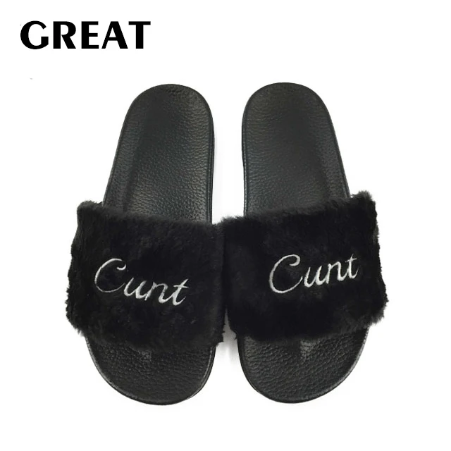 faux fur sandals