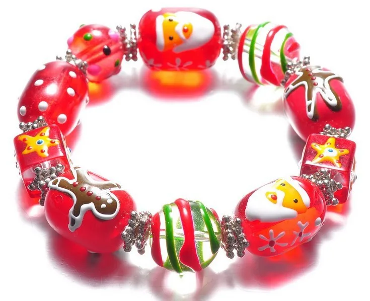 christmas glass bead bracelets