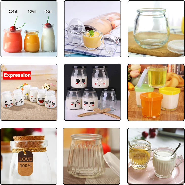 Customize Label Logo Glass Dessert Jar With Cork Lid,Lychee Jelly Cups