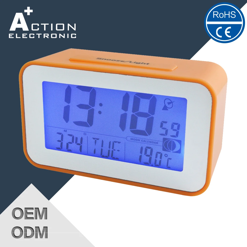 Rohs Jog Dial Digital Lcd Arabic Numbered Clock Smart Alarm Clock With