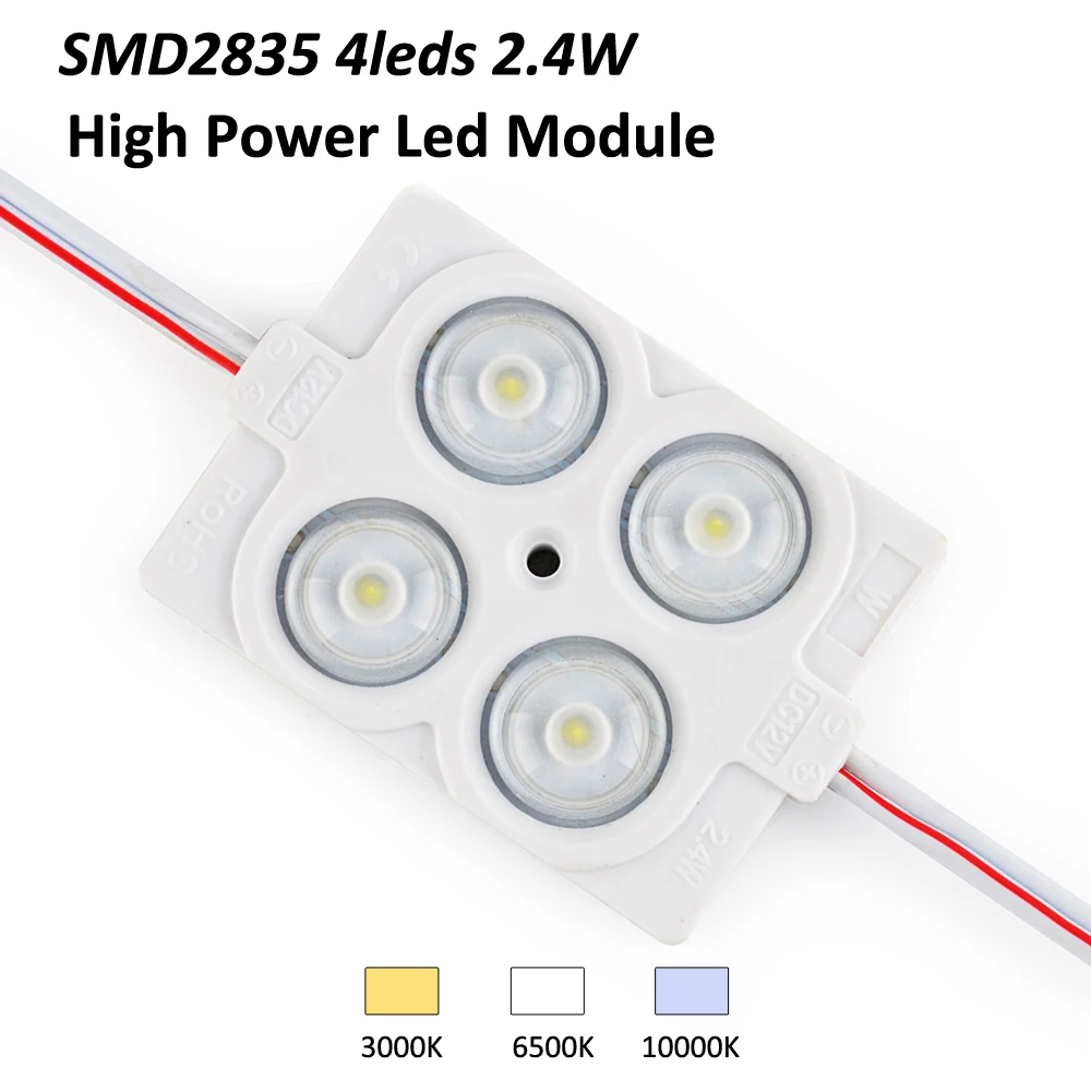 20pcs per chain high power smd 2835 4 chips modulo led 12v with 2.4w