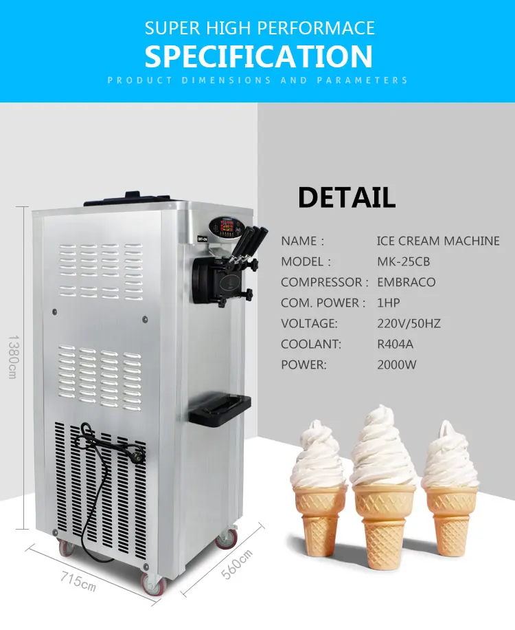Homemade Ice Cream Machine 220v 60hz With Embraco Compressor And