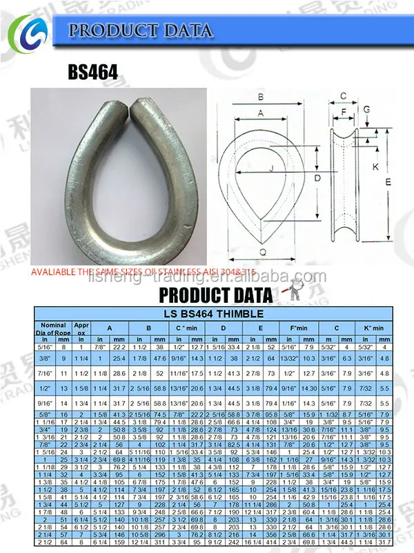 Bs464 Open Type Wire Rope Thimble Dimensions Buy Bs464 Open Type,Wire