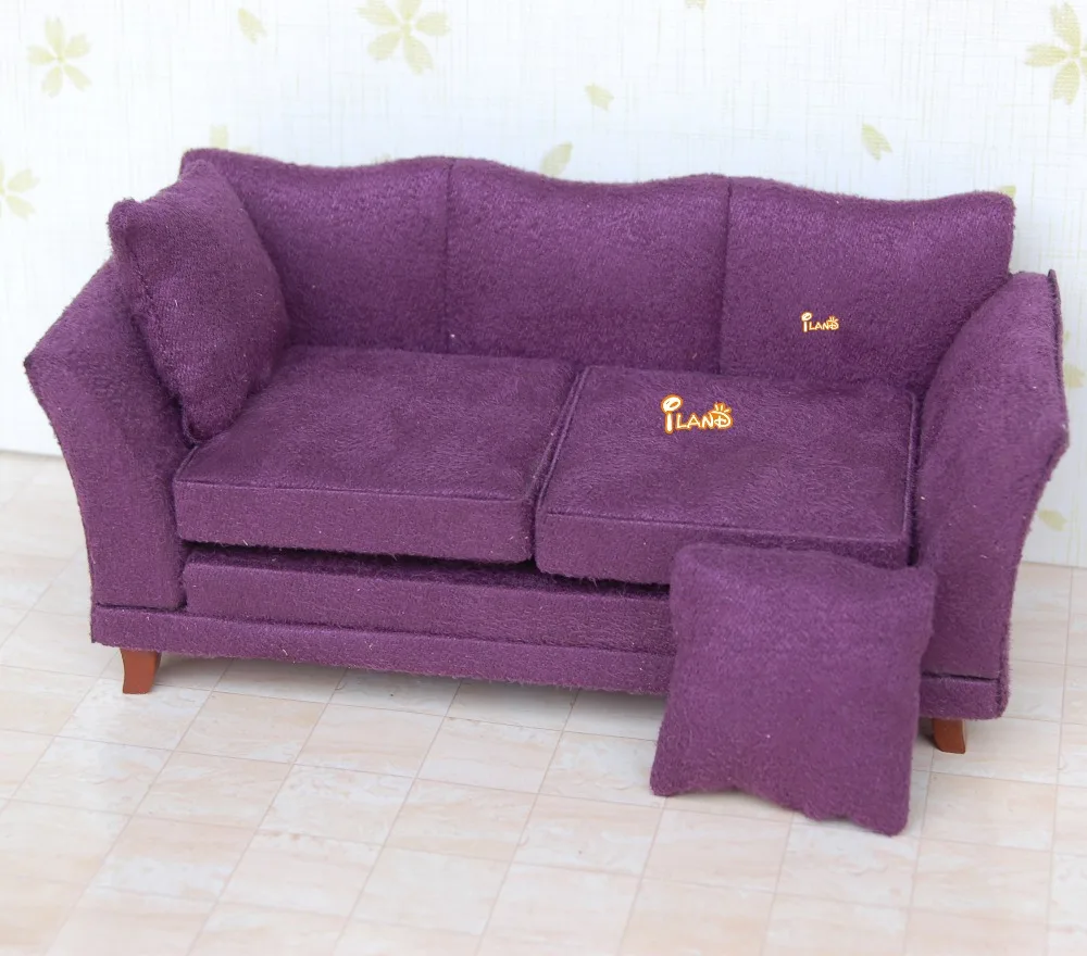Dolls House Modern Purple Sofa Contemporary Living Room Furniture 