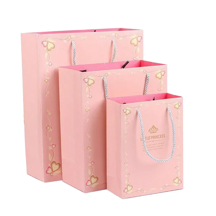 Small Art Paper Material Pink Color Gift Bag For Shopping - Buy Gift ...