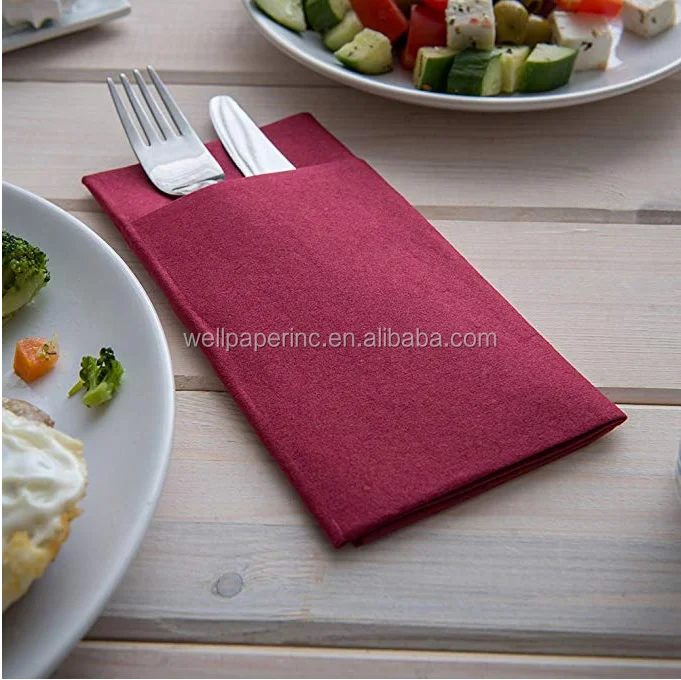 Luxury Disposable Cutlery Pocket Sleeve Napkins & Airlaid Paper Table