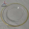 Safe packing service dishes gold color rim beaded glass charger plates
