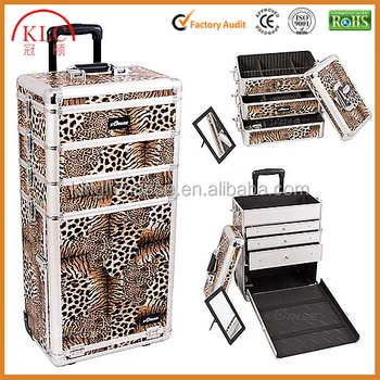 Custom Made Leopard Textured Professional Aluminum Cosmetic Makeup
