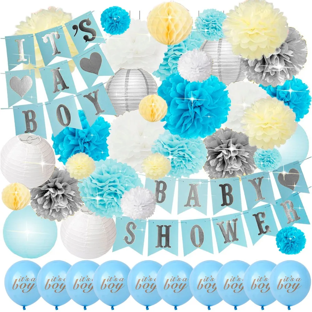 Sliver Its A Boy Banner Blue Boy Balloon Baby Shower Its A Boy Balloon