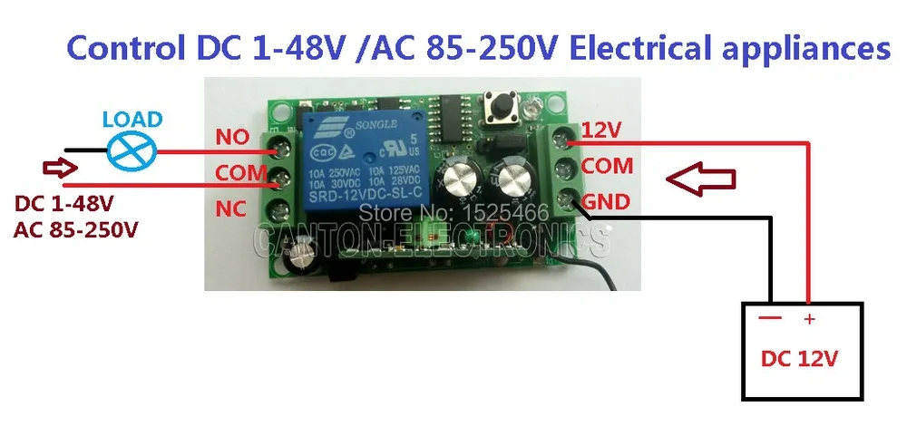 2020 2 Push Button Remote 1ch Wireless Relay Switch Dc