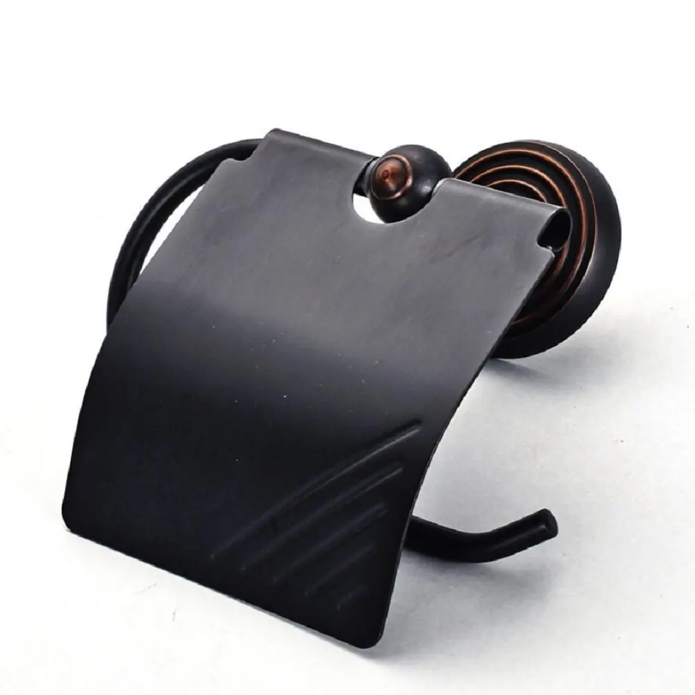 Toilet Paper Holder, European-Style Copper Black Retro Paper Towel Rack, Square Paper Towel Rack, Easy To Install Paper Towel Rack,Black