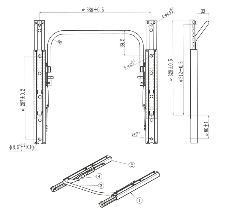 Universal Bottom Side Mount Slider Kit one Complete Car Seat Rails