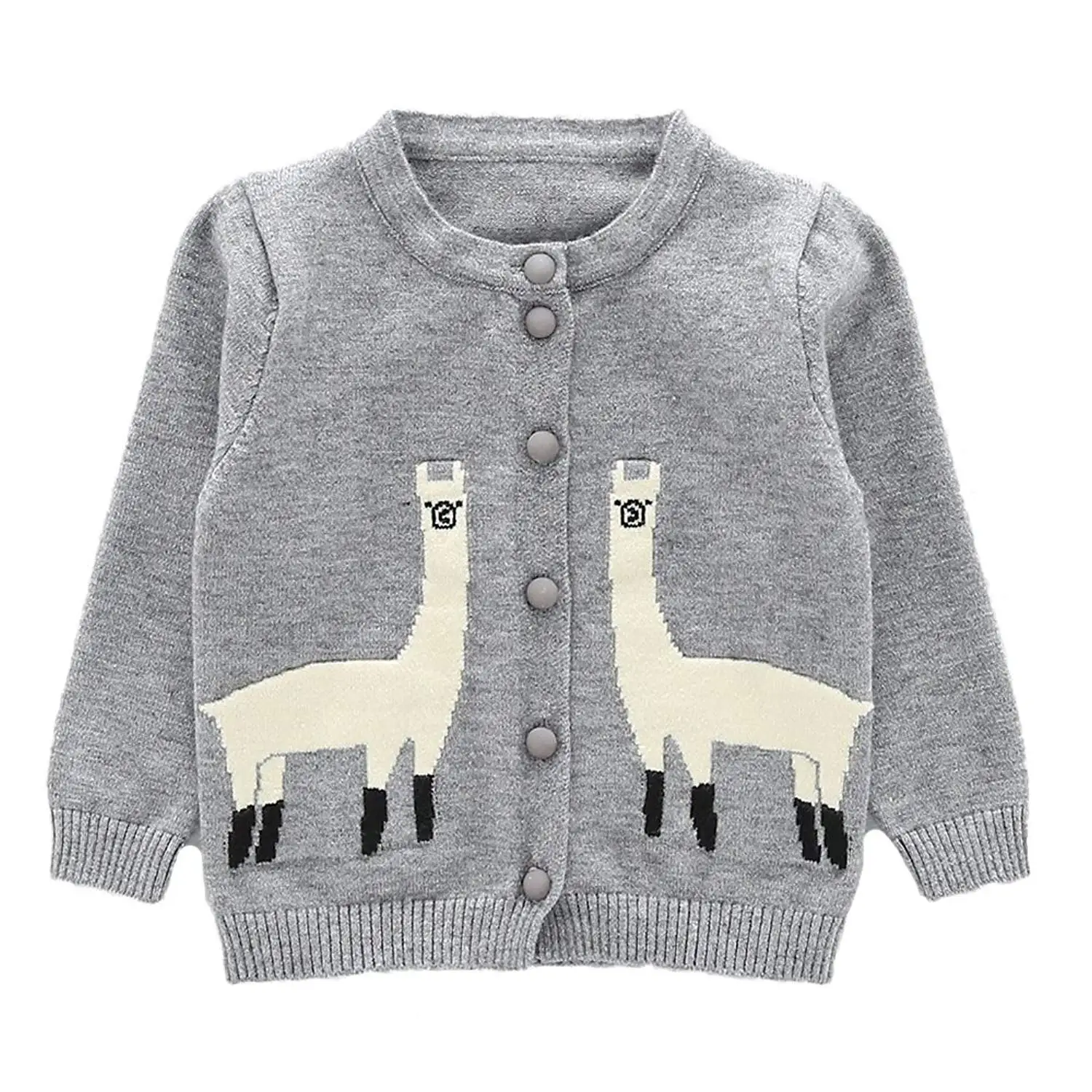 Elonglin Men Cardigan Boy Knitted Sweater V-Neck Button Color Plain Cotton