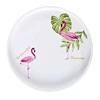 Hotel tableware cheap flat round personalized white porcelain flamingo plate