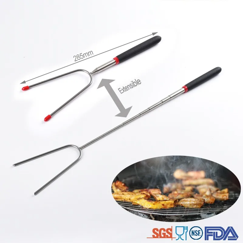 Extendable Bbq Multifunctional Skewer Hot Dog Fork Marshmallow Roasting