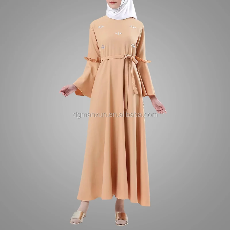 Latest Flare Sleeve Long Dress Islamic Beads Clothing Muslim Girls Photos Abaya View Abaya Arabic Dress Manxun Product Details From Dongguan Manxun Clothing Corporation Ltd On Alibaba Com