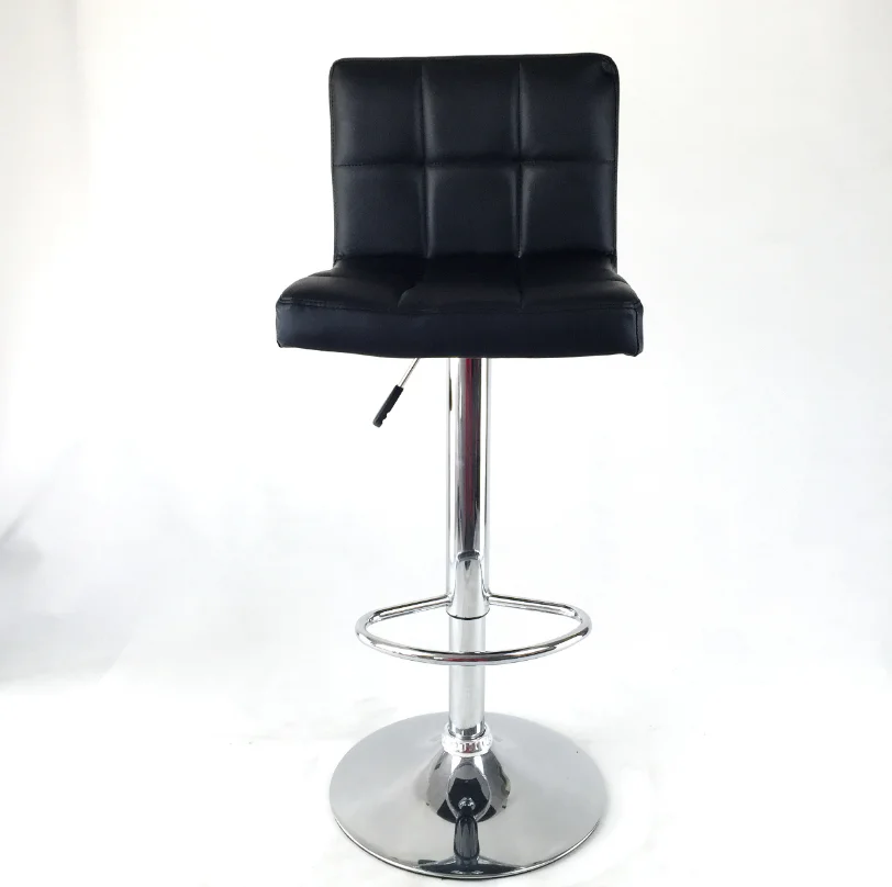 Cheap Price Kitchen Metal Bar Stool Chromed Base Grid Style Pu Leather