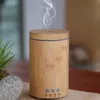 160ml manual bamboo aroma diffuser SPA humidifier mist maker fogger with 7 color LED light