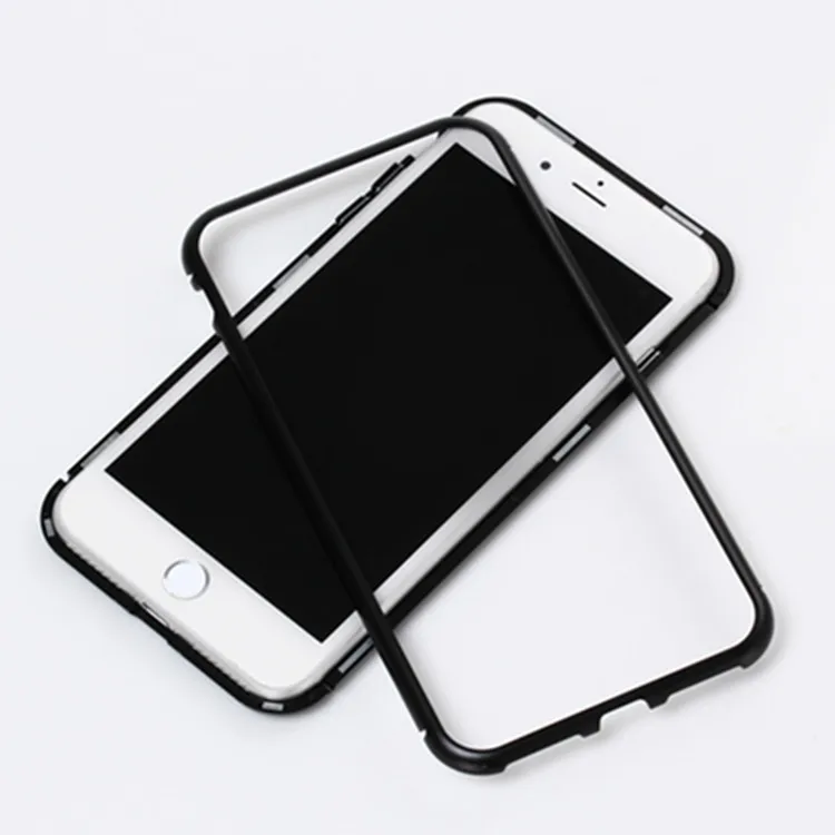 New Fashion Metal Bumper+tempered Glass Back Cover Phone Cases