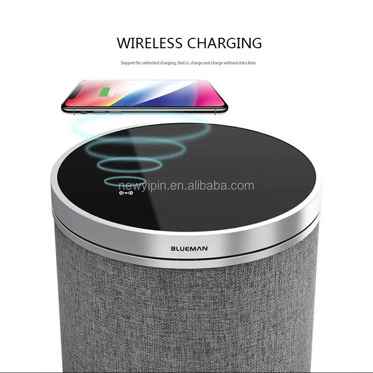 2019 Smart Bluetooth Speaker Classical Round 330 Degrees Rotation Table Bluetooth Speaker With Wireless Charging for Phones - ANKUX.COM