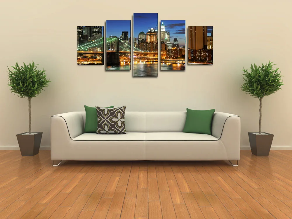 Modern-City-Canvas-Wall-Art-Painting-For-Living-Room-Large ...