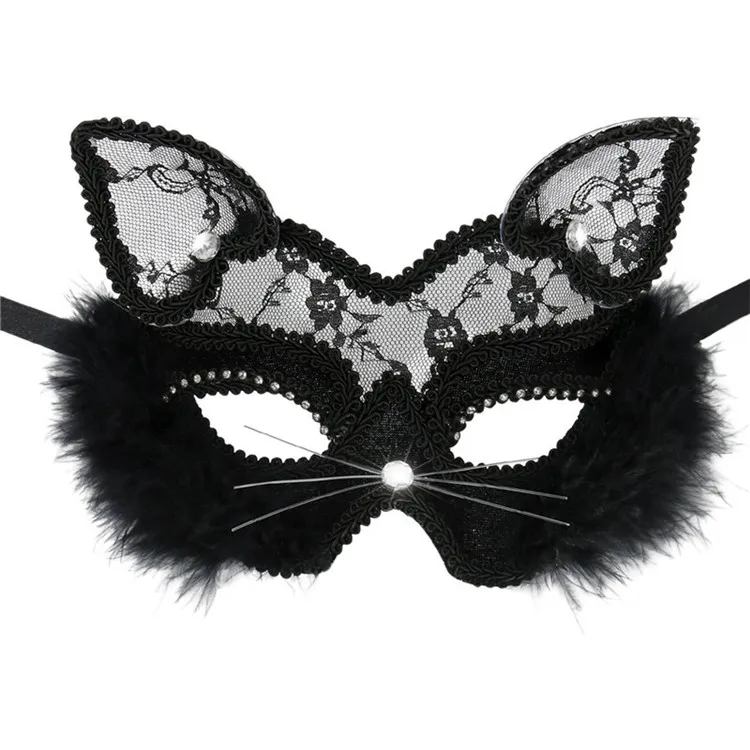 Wholesale Venetian Masquerade Mask Women Girls Sexy Lace Black Cat Eye