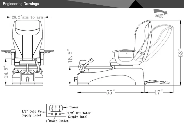 Modern Luxury Beauty Nail Salon Furniture Pipeless Jet Reclining ...