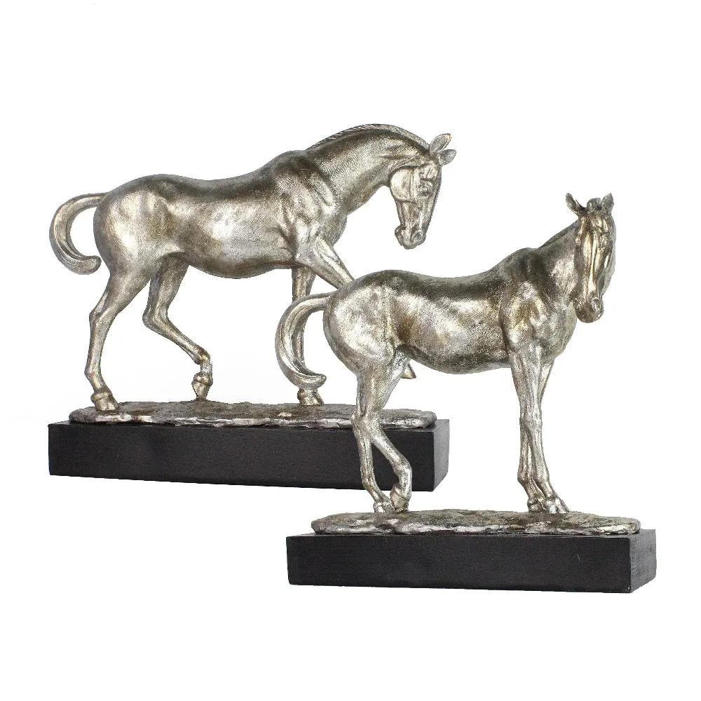 Animal Sculpture Horse Figurines for Home Decor Wholesales Rustic Hollow Resin Home Decoration Antique Gold 35*8*36hcm Artistic factory