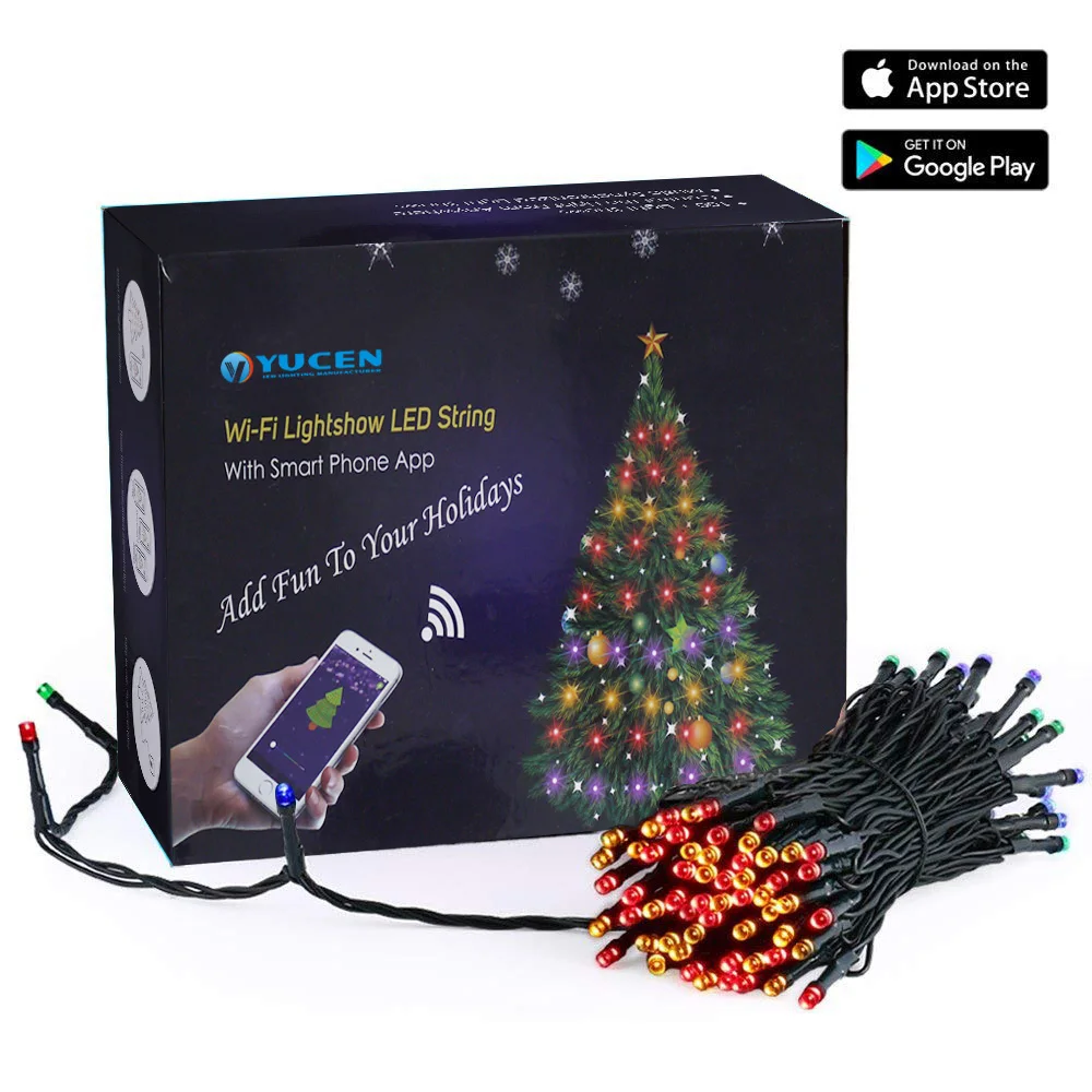 New design Phone APP Wifi Control Indoor Christmas tree Decorative Led Smart String Lights