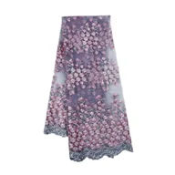 Water soluble net swiss voile high quality with crystal white heavy beaded pearl tulle lace fabric