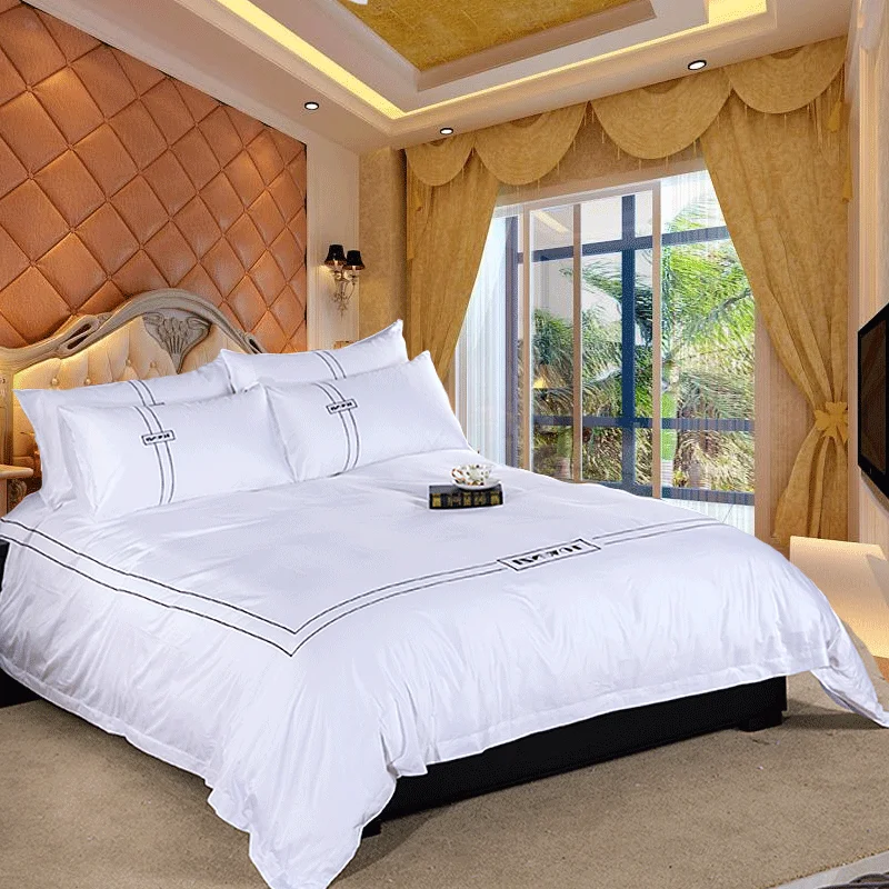 Hot Sale Home Textile Luxury Solid White Hotel Bedding Set Hotel Or