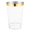 Gold Plastic Cups 12 oz Clear Plastic Cups / Tumblers Fancy Plastic Wedding Cups With Gold Rim 50 Ct Disposable For Party