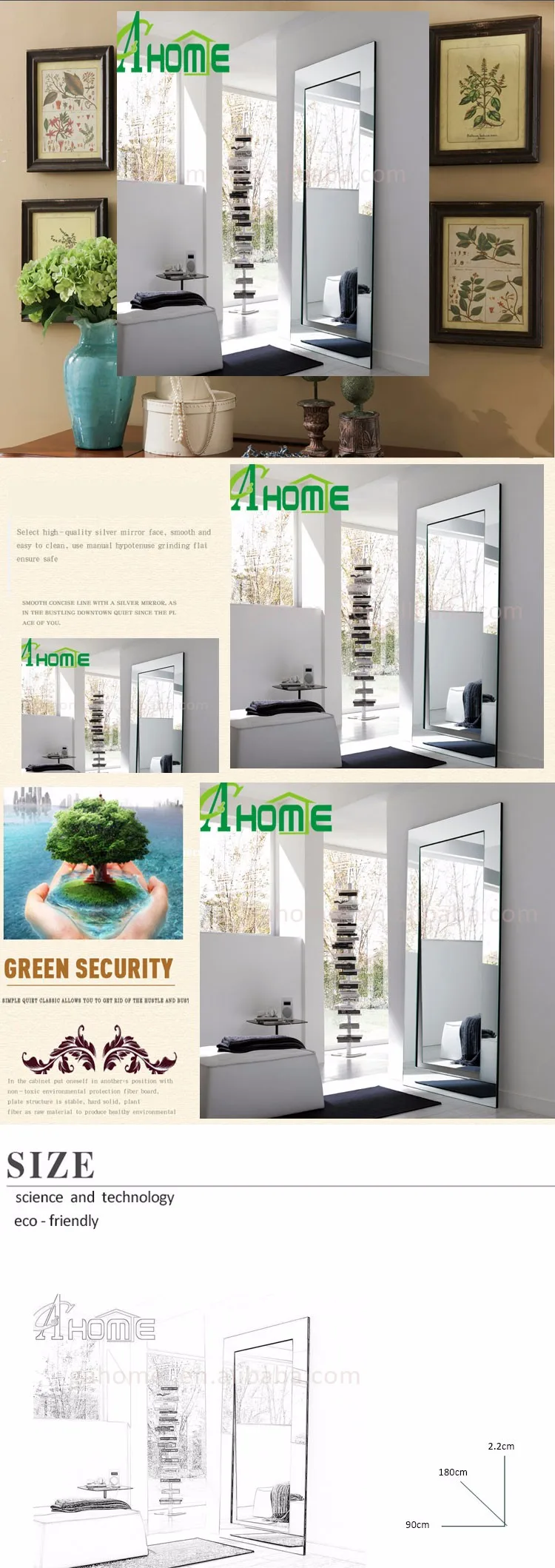 Standing Silver Mirror Full Length Dressing Mirror Wholesale Floor