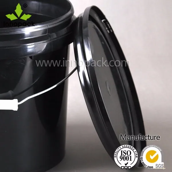 10 Liter 20 Litre Black Plastic Paint Bucket With Lid And Metal Handle Buy Black Plastic