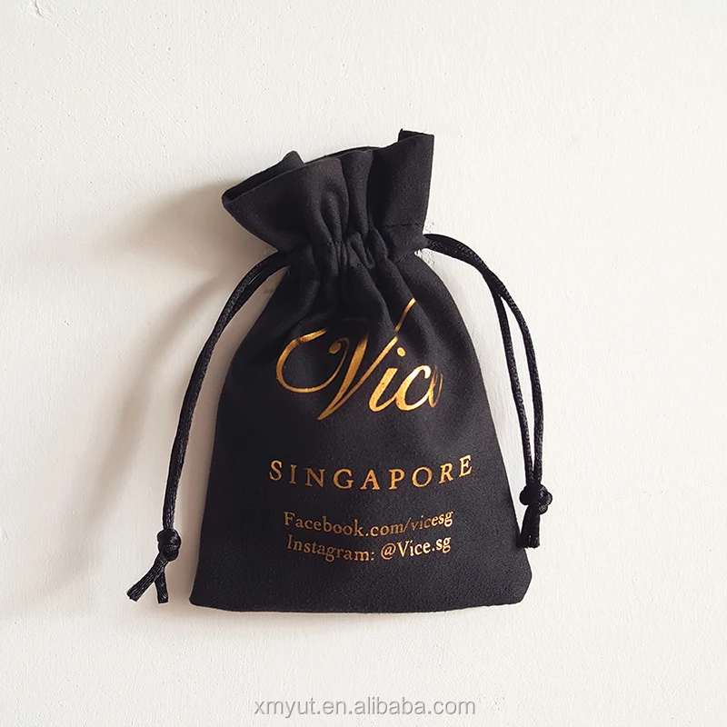 Custom Suede Jewelry Drawstring Pouch with logo Wholesale