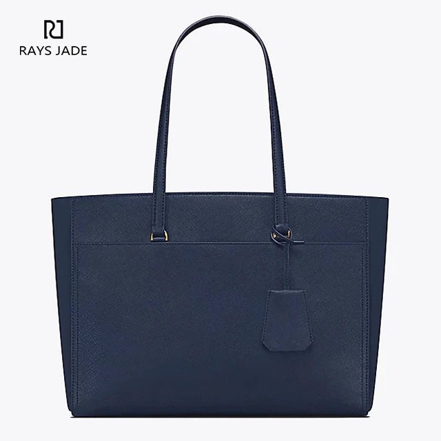 Quality Custom Dark Blue Leather Tote Bag Designer Women Handbag - Buy ...