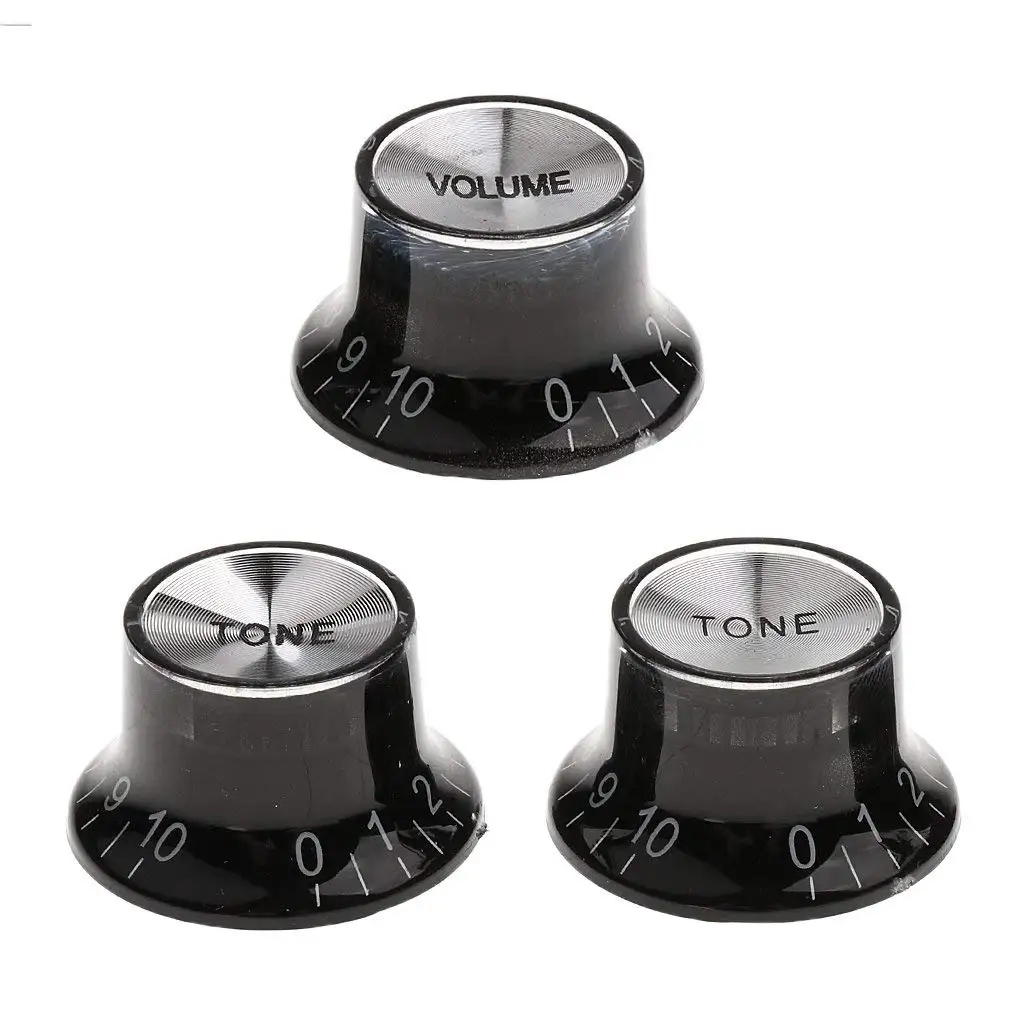 uxcell Potentiometer Knobs Solid Aluminum Volume Control Knob Amplifier Electric Guitar Silver Tone D-Shaft