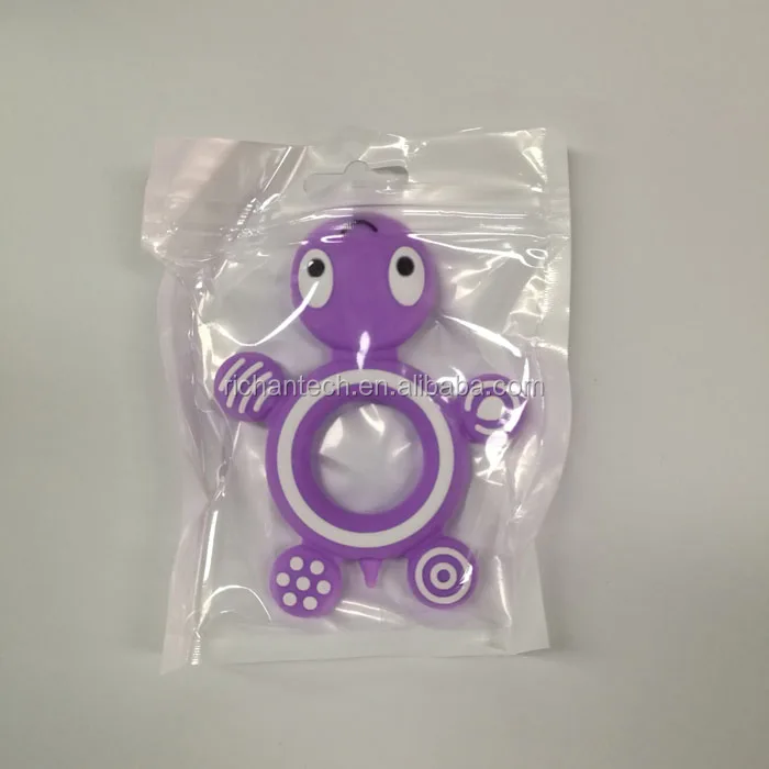 Animal Clever Turtle BPA Free FDA Purple Silicone Pendant Baby Teether Chew Toy