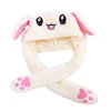 Crochet baby bunny ear felt with Air Pumping and Moving ears rex rabbit fur ball plush hat bodies topi kelinci gorras conejo