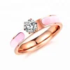 Party Queen Tension Setting Rose Gold & Pink CZ Stone Zircon Women Stainless Steel Ring