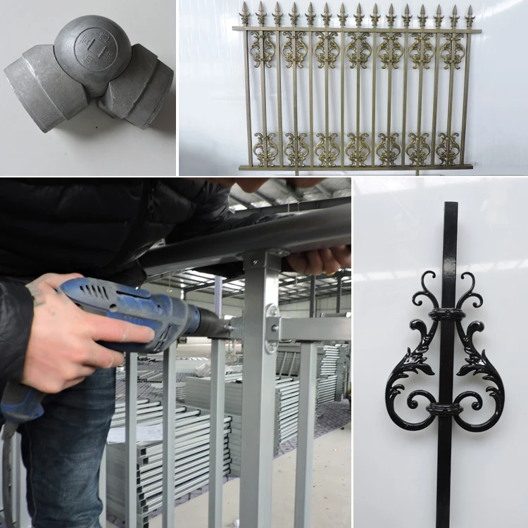 wrought iron safe and sturdy bull rail gate tube standard vertical metal safety custom steel fence
