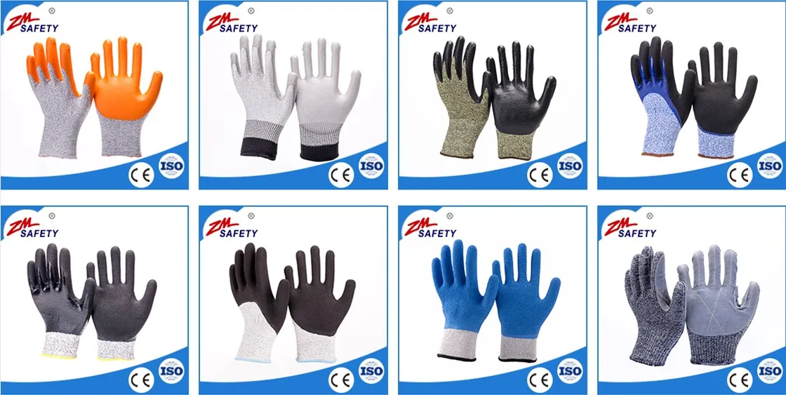13 Gauge Level 5 HPPE Liner Sandy Finish Nitrile Coated Cut Resistant Glove
