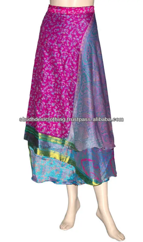 Vintage Silk Saree/ Sari Reversible Wrap Dress Skirt / Magic Wrap Skirt ...